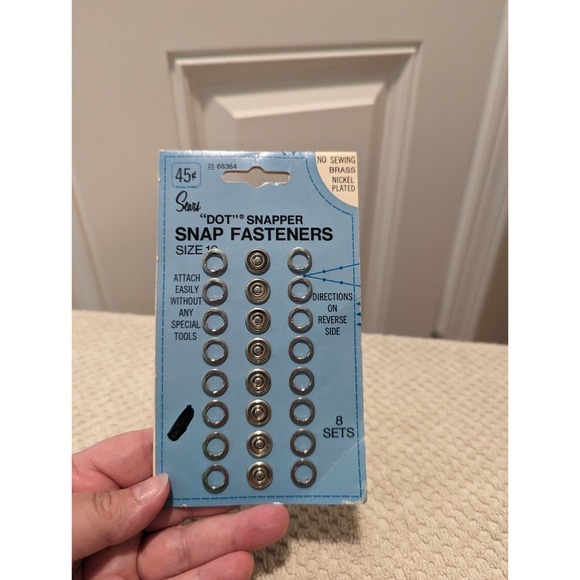 Sears Dot Snapper Snap Fasteners Size 16 No Sew Brass Nickel Plated Vintage - Picture 4 of 5